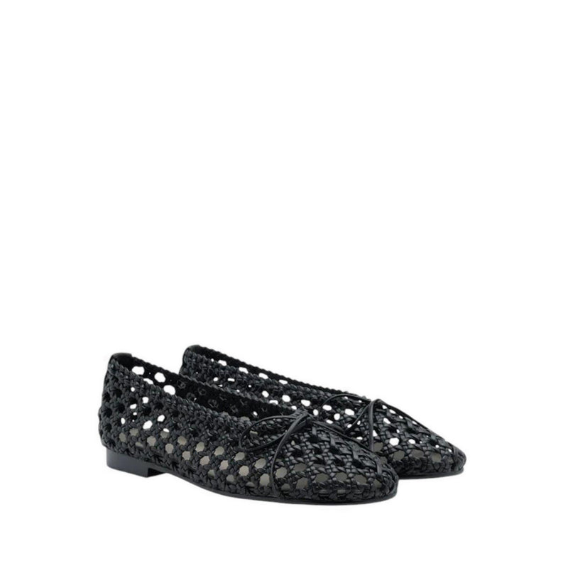 Enya Woven Bow Flats - Black