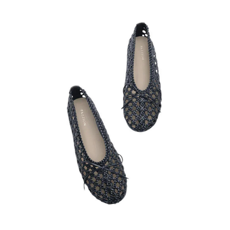 Enya Woven Bow Flats - Black