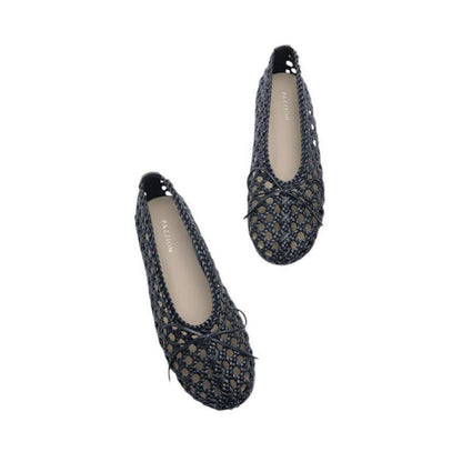 Enya Woven Bow Flats - Black