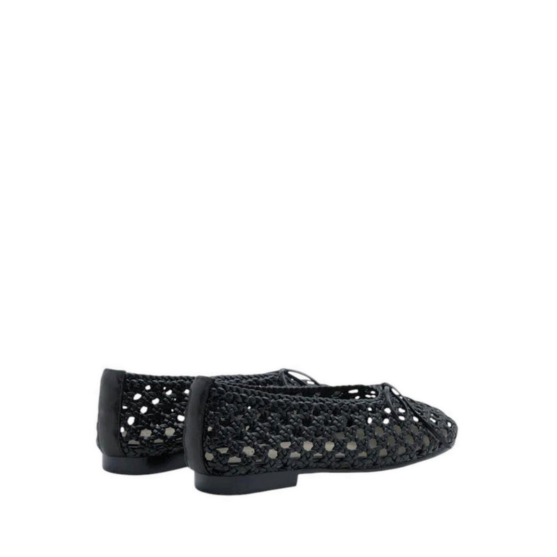Enya Woven Bow Flats - Black