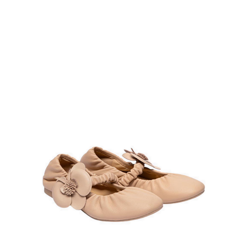 Women's Fiorale Orchid Strap Ballet Leather Mary Janes - Natural