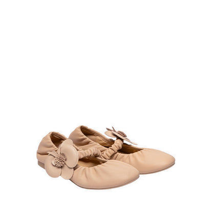 Women's Fiorale Orchid Strap Ballet Leather Mary Janes - Natural