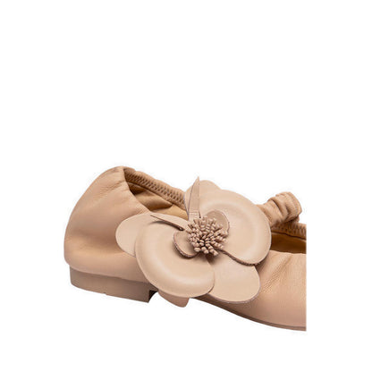 Women's Fiorale Orchid Strap Ballet Leather Mary Janes - Natural