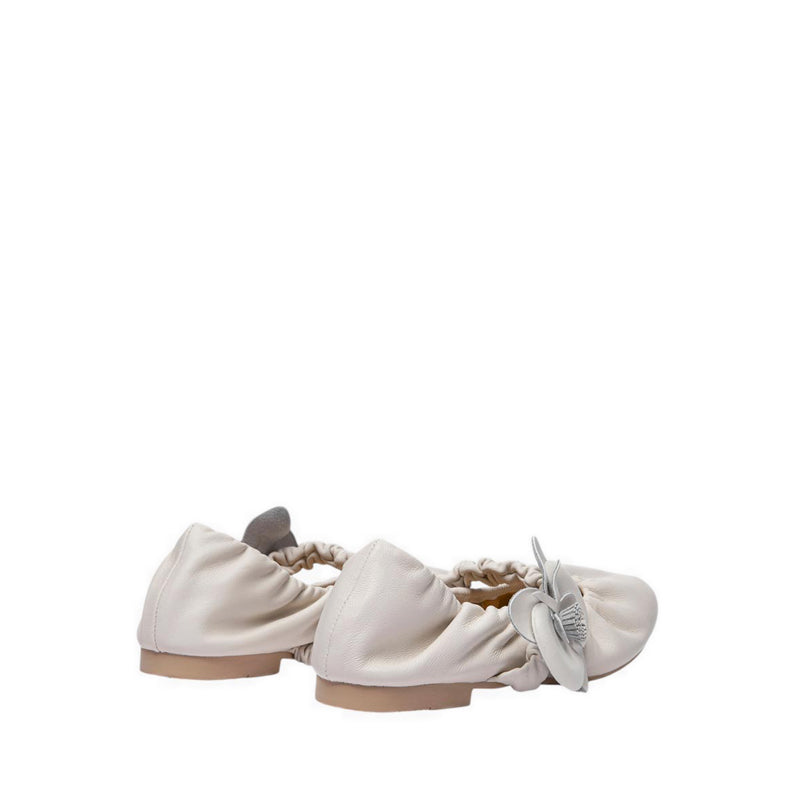Women's Fiorale Orchid Strap Ballet Leather Mary Janes - Beige