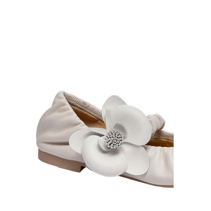 Women's Fiorale Orchid Strap Ballet Leather Mary Janes - Beige