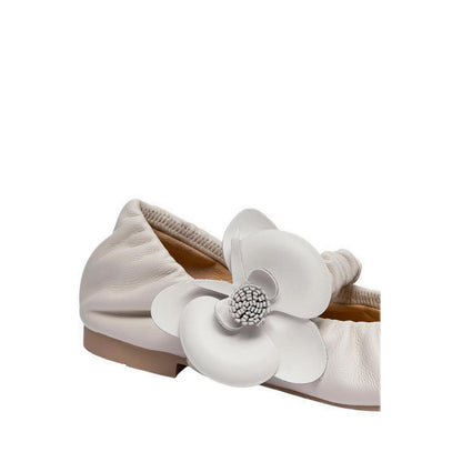 Women's Fiorale Orchid Strap Ballet Leather Mary Janes - Beige