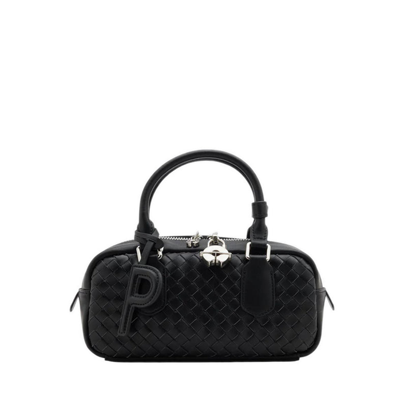 Fiorella Woven Leather Bag - Black