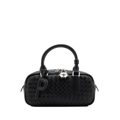 Fiorella Woven Leather Bag - Black