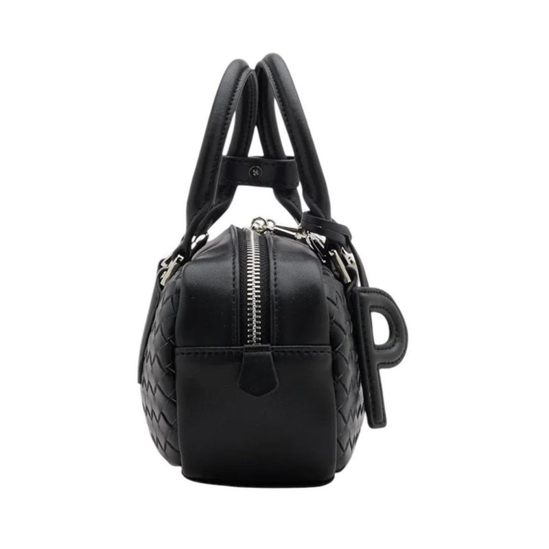 Fiorella Woven Leather Bag - Black