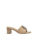 Pazzion Women's Florence Crystal Embellished Buckle Leather Sandal Heels - Beige