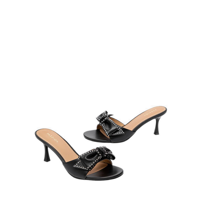 Women's Florivyn Bow Leather Kitten Heels - Black