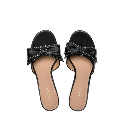 Women's Florivyn Bow Leather Kitten Heels - Black