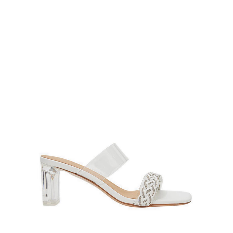 Pazzion Women's Freya Crystal Embellished Woven Sandal Heels - Beige