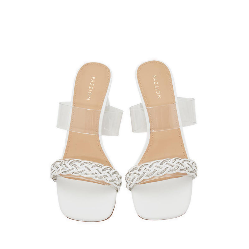 Pazzion Women's Freya Crystal Embellished Woven Sandal Heels - Beige