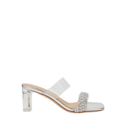 Pazzion Women's Freya Crystal Embellished Woven Sandal Heels - Silver