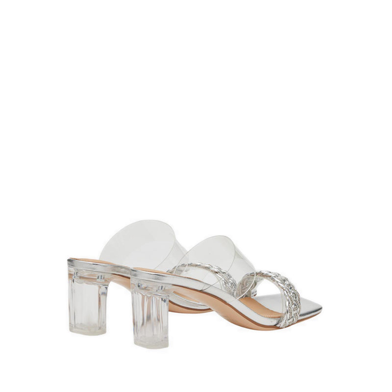 Pazzion Women's Freya Crystal Embellished Woven Sandal Heels - Silver