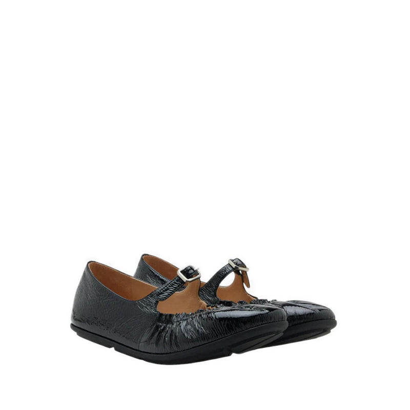 Pazzion Frieda Ruched Patent Mary Janes - Black