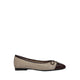 Pazzion Women's Georgia Tweed Toe Cap Bow Flats - Natural