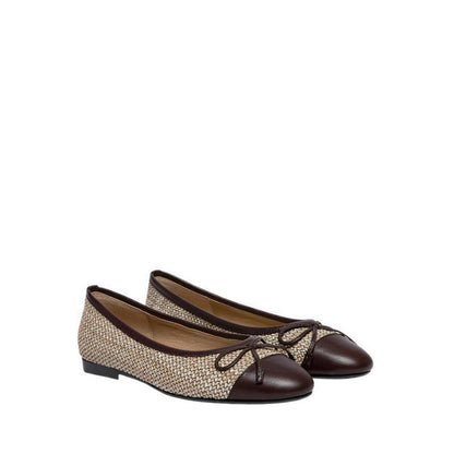 Pazzion Women's Georgia Tweed Toe Cap Bow Flats - Natural