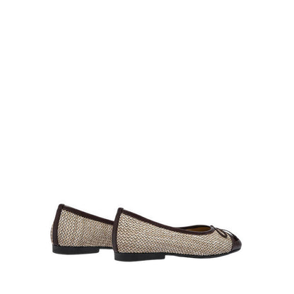 Pazzion Women's Georgia Tweed Toe Cap Bow Flats - Natural