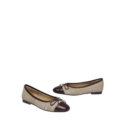 Pazzion Women's Georgia Tweed Toe Cap Bow Flats - Natural