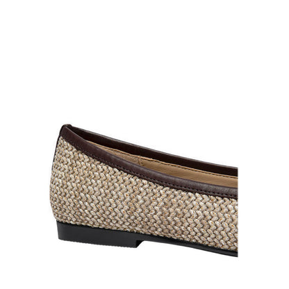 Pazzion Women's Georgia Tweed Toe Cap Bow Flats - Natural