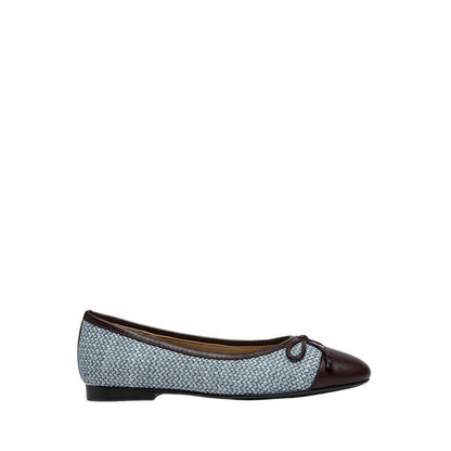 Pazzion Women's Georgia Tweed Toe Cap Bow Flats - Blue