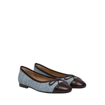 Pazzion Women's Georgia Tweed Toe Cap Bow Flats - Blue