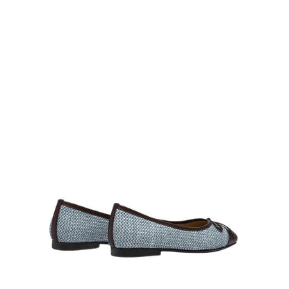 Pazzion Women's Georgia Tweed Toe Cap Bow Flats - Blue