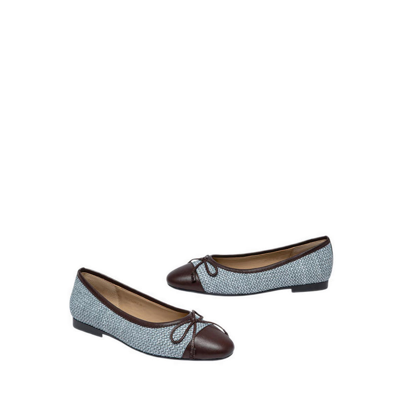 Pazzion Women's Georgia Tweed Toe Cap Bow Flats - Blue