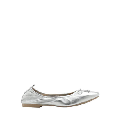 Gia Bow Square Toe Flats - Silver