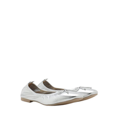 Gia Bow Square Toe Flats - Silver