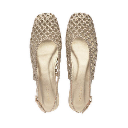 Pazzion Women's Ginevra Woven Slingback Flats - Gold