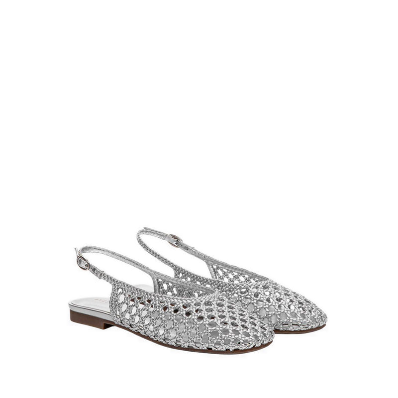 Pazzion Women's Ginevra Woven Slingback Flats - Silver