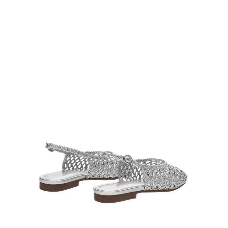 Pazzion Women's Ginevra Woven Slingback Flats - Silver
