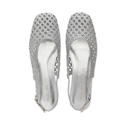 Pazzion Women's Ginevra Woven Slingback Flats - Silver
