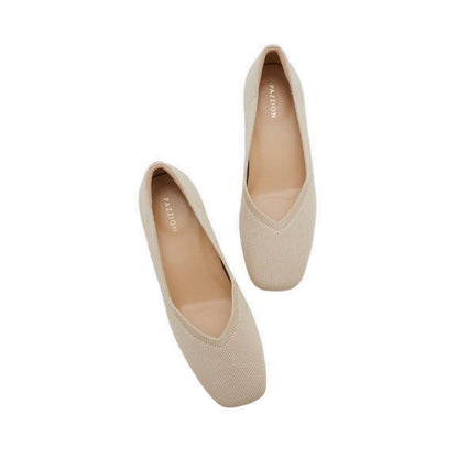 Pazzion Glenda Flyknit Low Heels - Beige