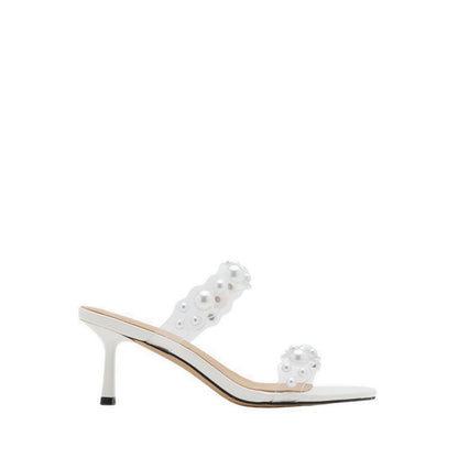 Pazzion Women's Greylisse Pearl Encrusted Sandal Heels - White