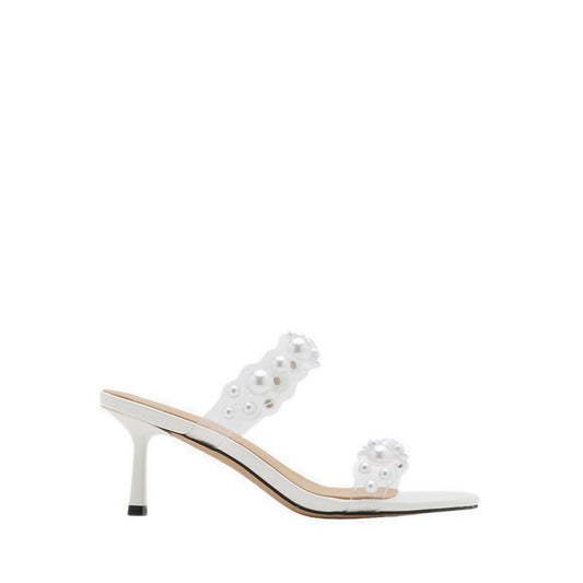 Pazzion Women's Greylisse Pearl Encrusted Sandal Heels - White