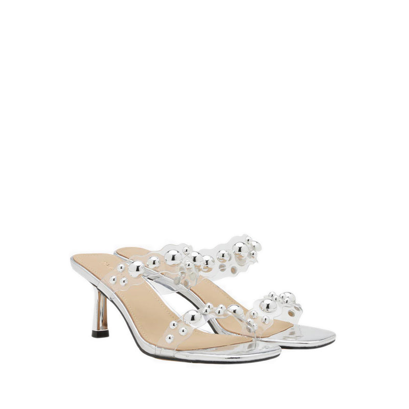 Pazzion Women's Greylisse Pearl Encrusted Sandal Heels - Silver