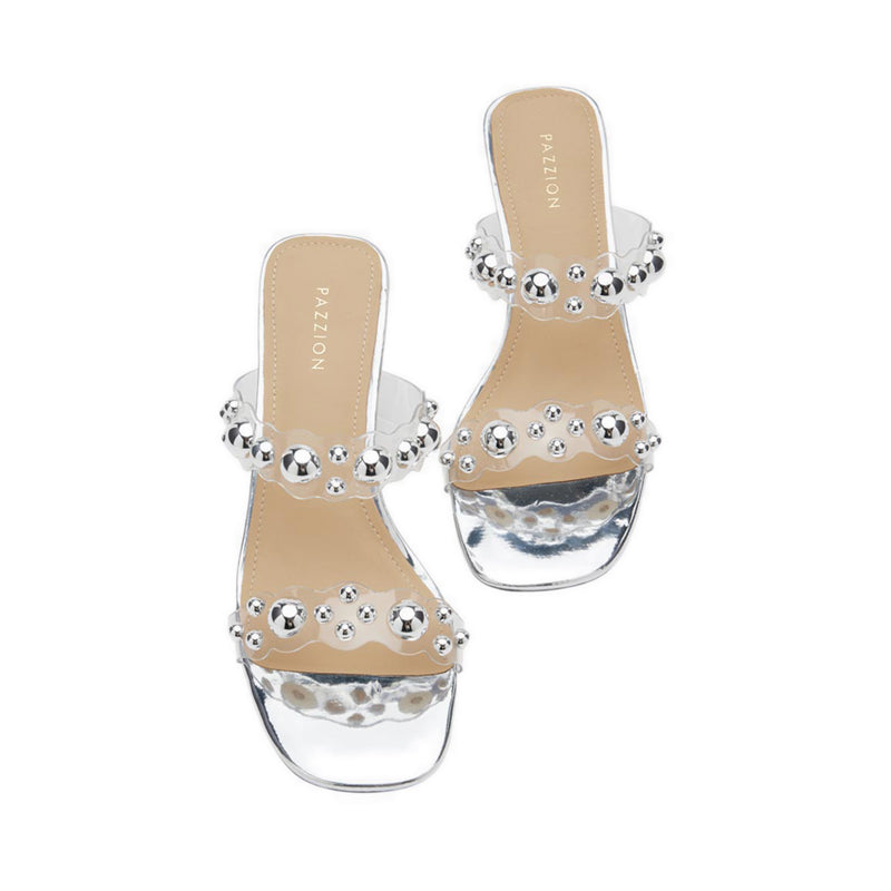 Pazzion Women's Greylisse Pearl Encrusted Sandal Heels - Silver