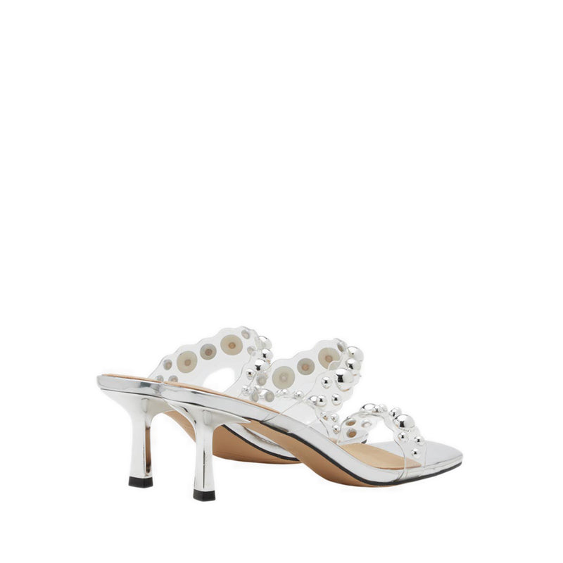 Pazzion Women's Greylisse Pearl Encrusted Sandal Heels - Silver