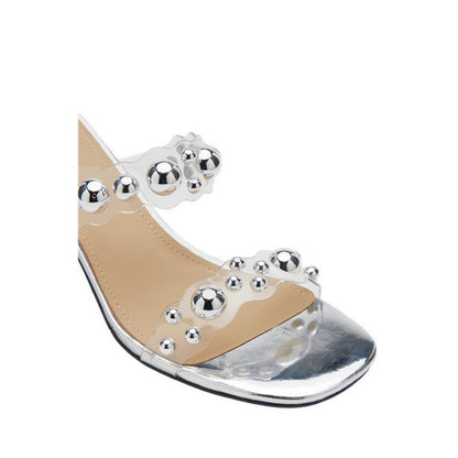 Pazzion Women's Greylisse Pearl Encrusted Sandal Heels - Silver