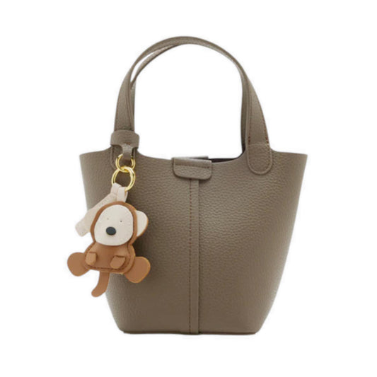 Haley Leather Charmed Bucket Bag - Grey
