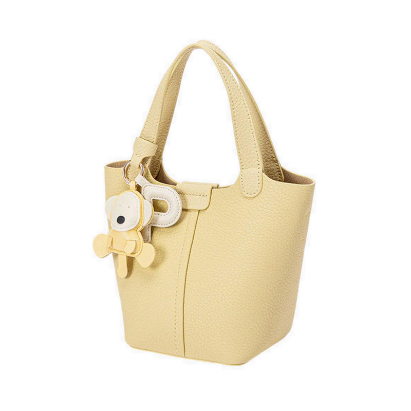 Haley Leather Charmed Bucket Bag - Yellow