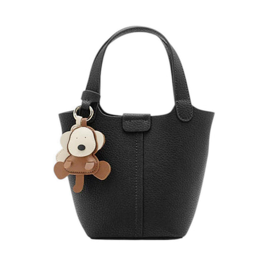 Haley Leather Charmed Bucket Bag - Black