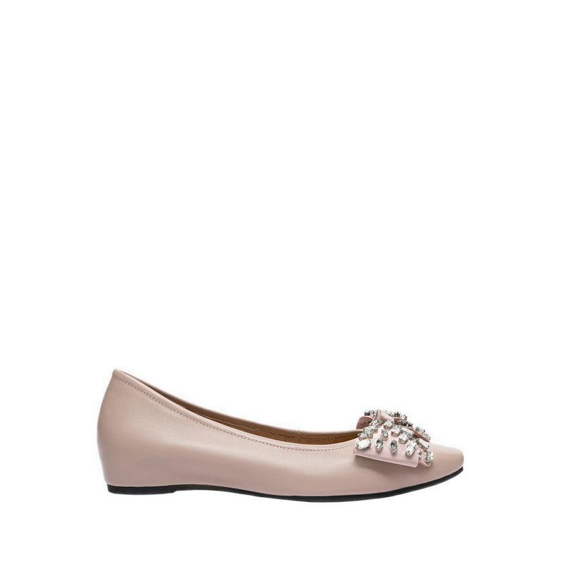 Pazzion Women's Halisse Diamante Bow Leather Flats - Pink