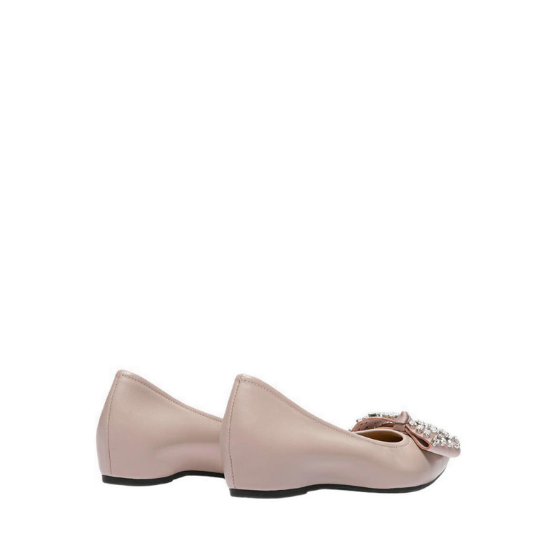 Pazzion Women's Halisse Diamante Bow Leather Flats - Pink