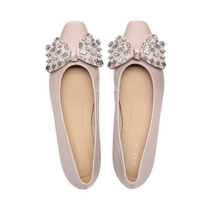 Pazzion Women's Halisse Diamante Bow Leather Flats - Pink