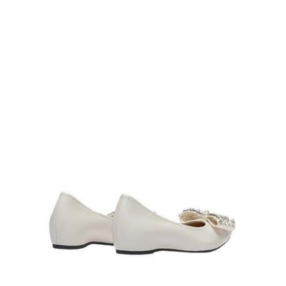 Pazzion Women's Halisse Diamante Bow Leather Flats - Beige